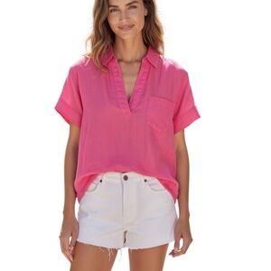 J. Crew 100% Linen Short Sleeve Popover Blouse